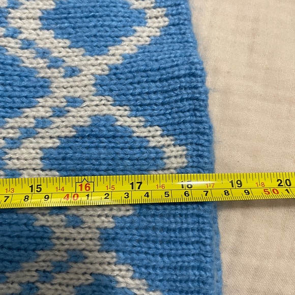 LA Hearts Womens Sweater Size Medium Blue and White Knit Diamond Lace Up Crop - Picture 10 of 10